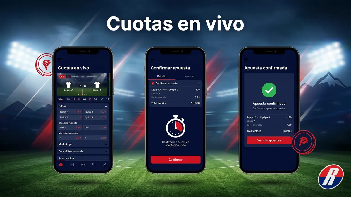 Rojabet en vivo: pantallas de celular mostrando cuotas dinámicas y confirmación de apuesta en tiempo real