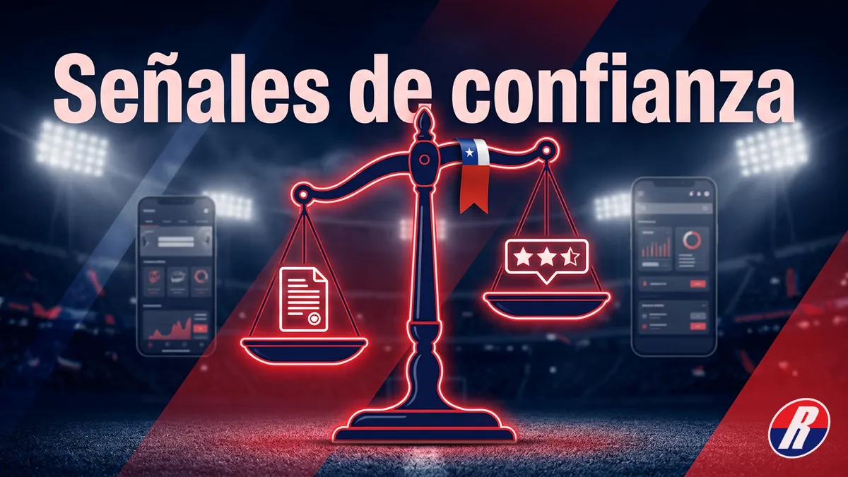 Balanza que representa las señales de confianza y la nota ponderada de Rojabet Chile