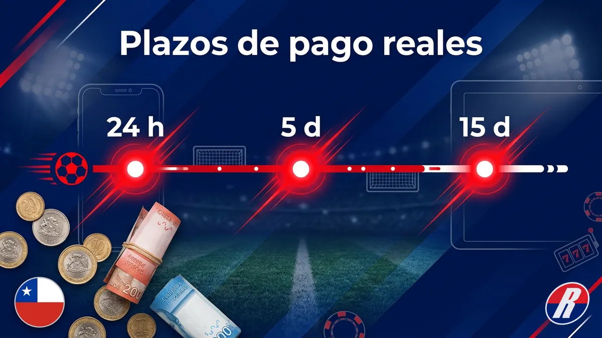 Linea de tiempo de plazos de pago de retiros en Rojabet Chile, de 24 horas a 15 dias utiles